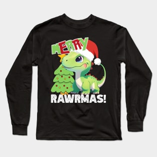 Merry Rawrmas Christmas Dinosaur Cute Great Kids Boys Girls Long Sleeve T-Shirt